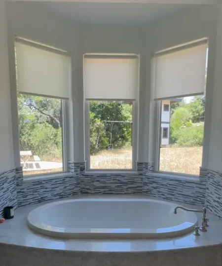 Luxury Motorized Shades for Bathrooms | Privacy & Spa-Like Comfort