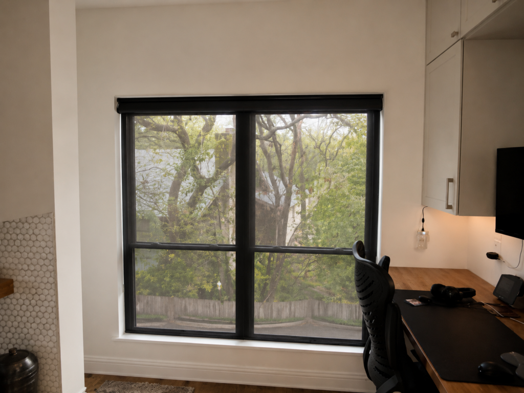 hardwired vs. battery-powered motorized shades installed in an Austin home