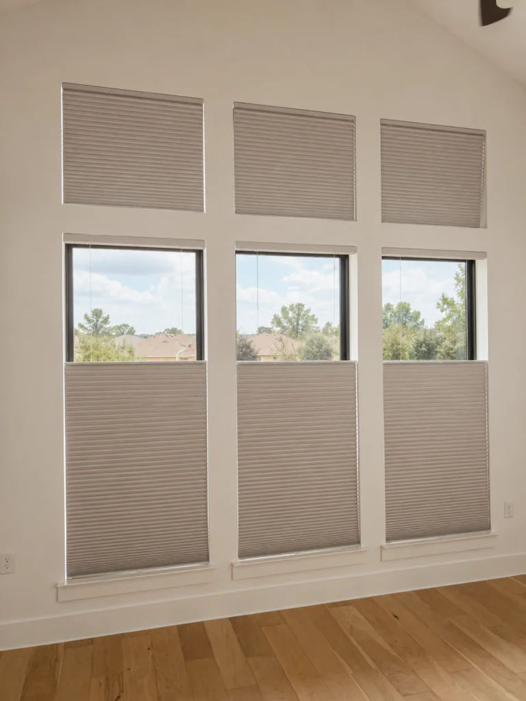 top-down bottom-up cellular shades providing privacy and natural light in an Austin home