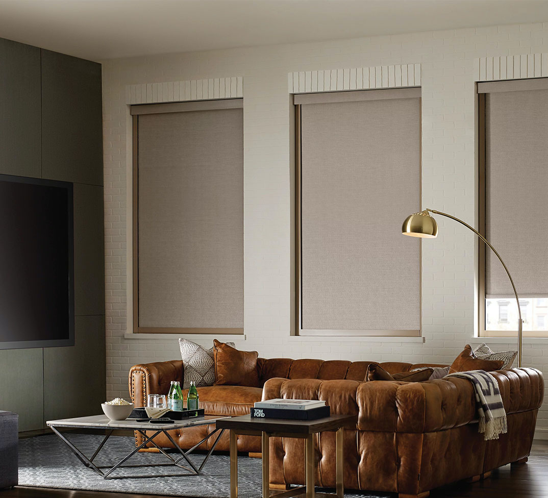 blackout shades for a media room in North Denver