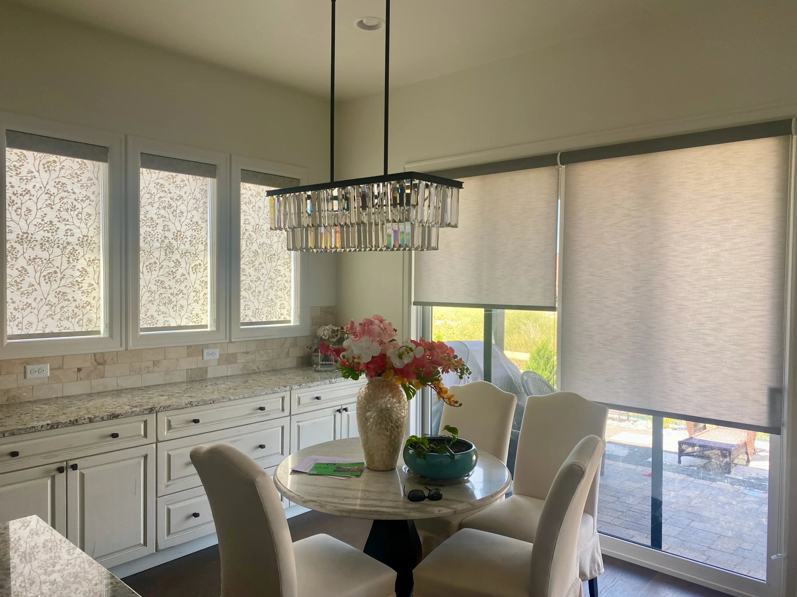 Light filtering roller shades in a kitchen in Niwot CO