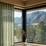Custom drapes with Front Range mountain views, Boulder County CO