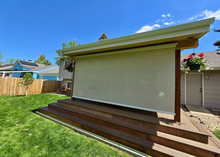 outdoor patio shade installation in Boulder Colorado backyard