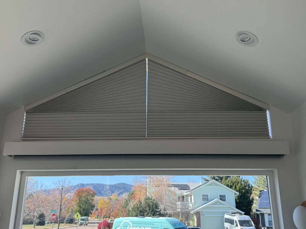 Motorized Hunter Douglas Duette® Shades for Pentagon Windows | Boulder, CO