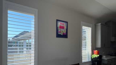 white shutters in a dining room