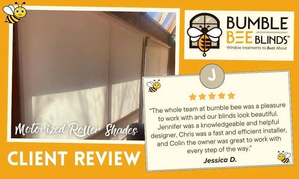 Client Review Motorized Roller Shades in Cos Cob CT 🐝