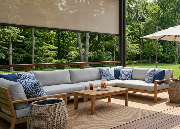 outdoor shade installed in fairfield county backyard