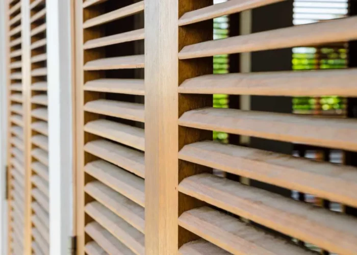 wood shutter close up