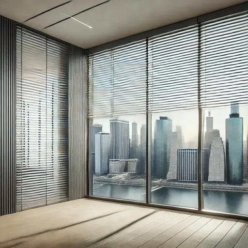 aluminum window blinds in a contemporary office