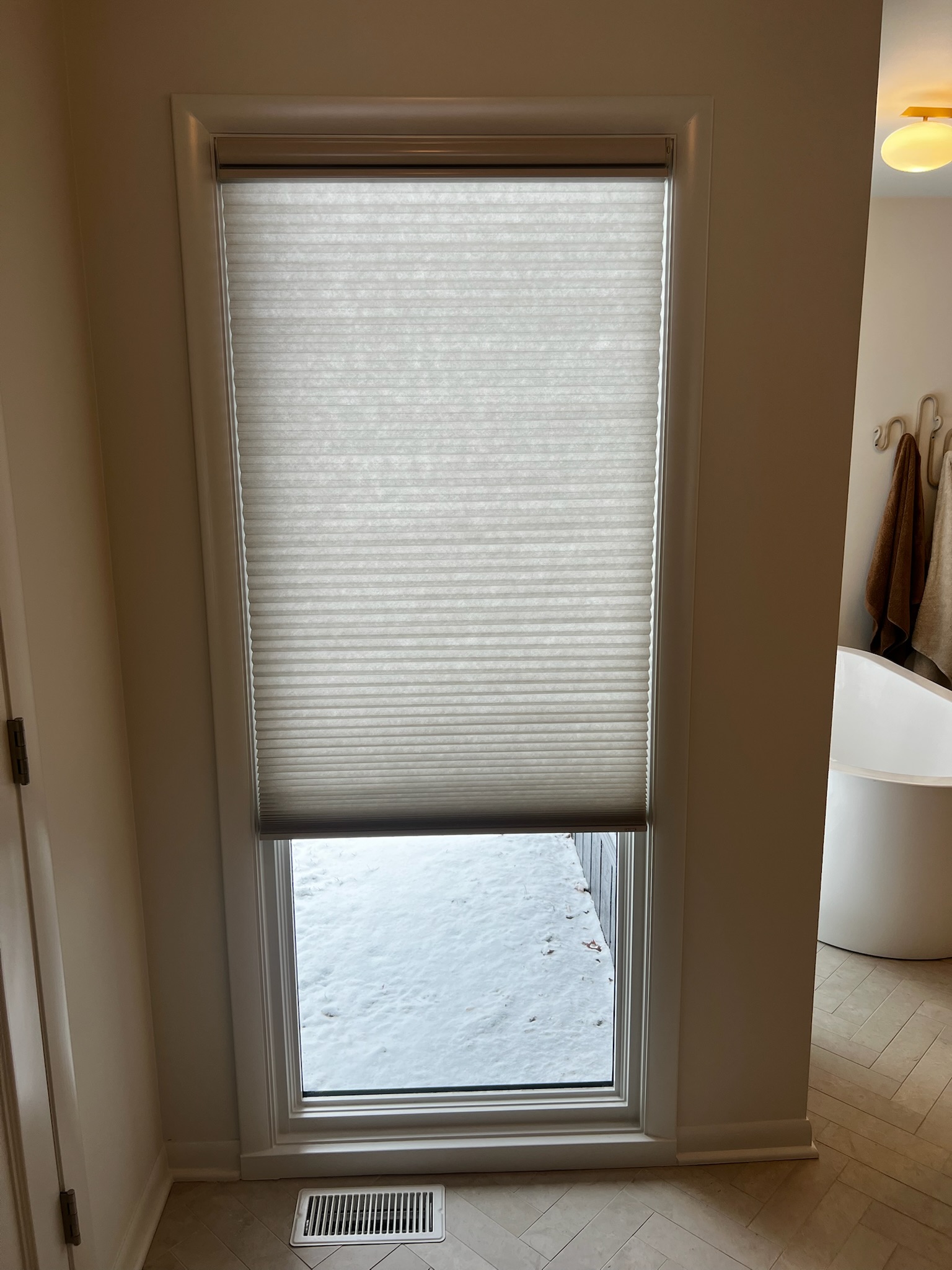 Motorized Top Down, Bottom Up Cellular Honeycomb Shades with Remote