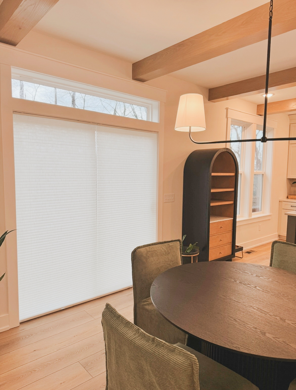 Side-by-side honeycomb shades, light filtering shades