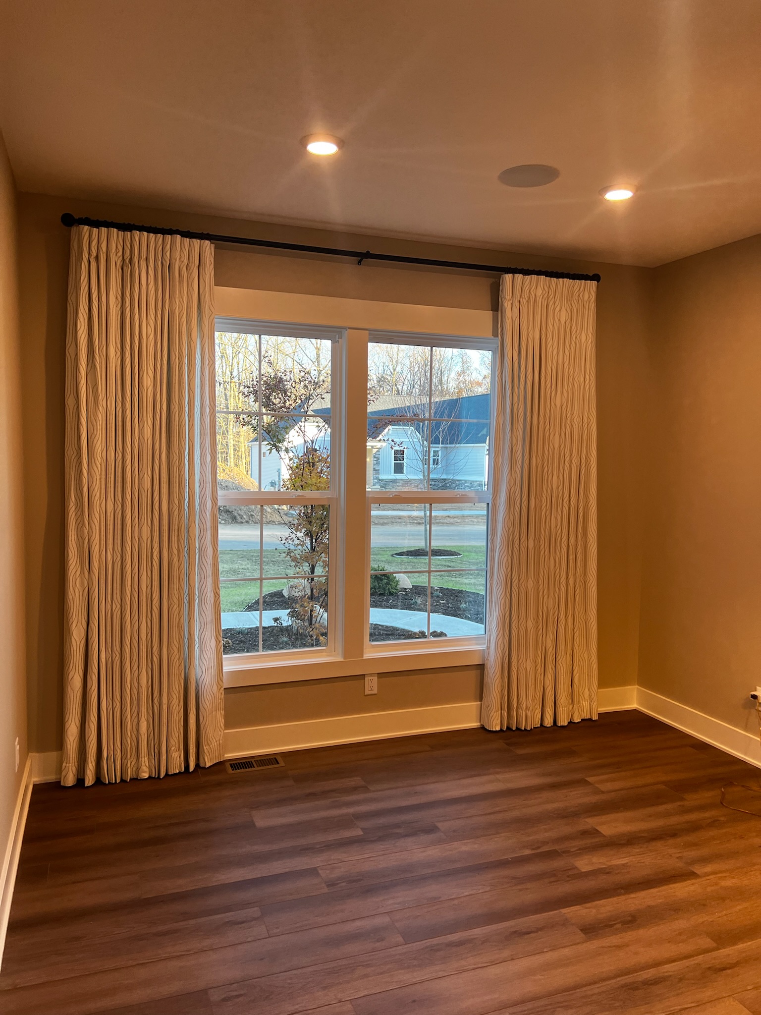 Cartridge Pleat Drapery with Decorative Hardware