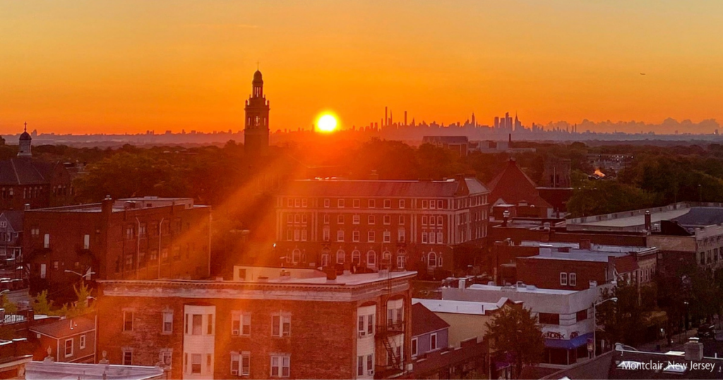 Custom Window Treatments in Montclair, NJ Image of Sunset over Montclair, New Jersey skyline