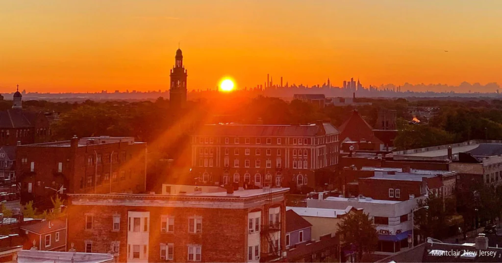 Custom Window Treatments in Montclair, NJ Image of Sunset over Montclair, New Jersey skyline