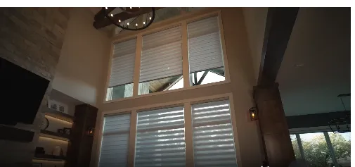 A room with a window and blindsAI-generated content may be incorrect.