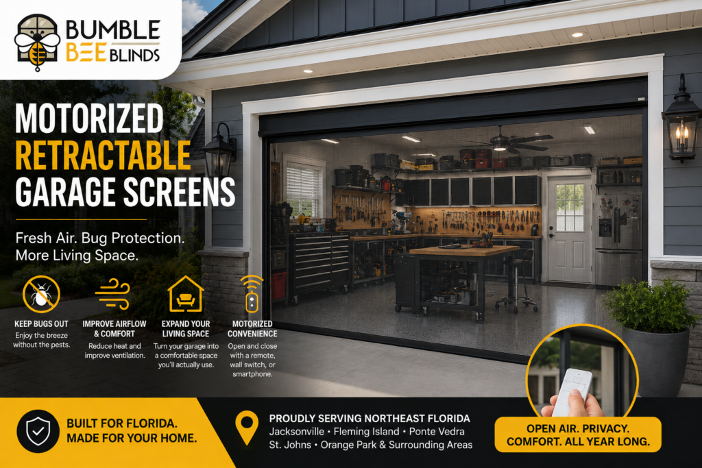 Motorized Retractable Garage Door Screens for Florida Homes