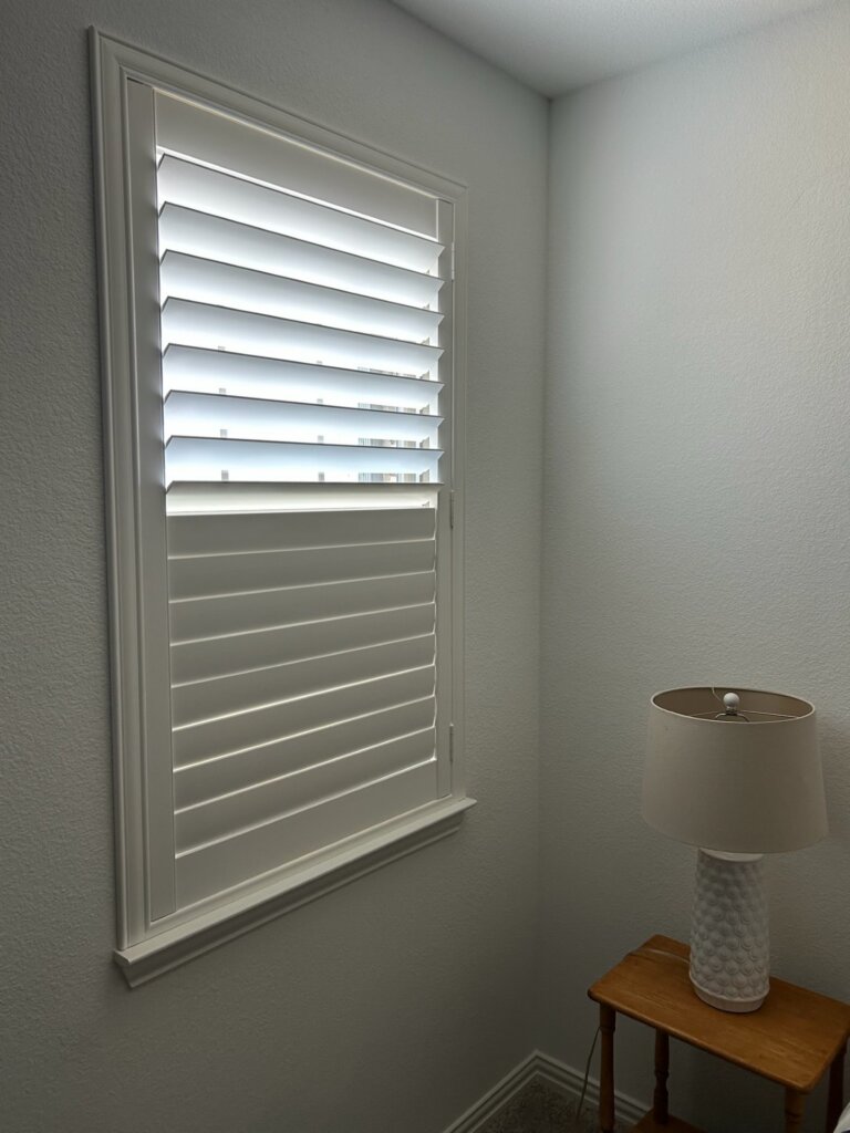 Custom interior shutters helping reduce heat and improve insulation in Texas home