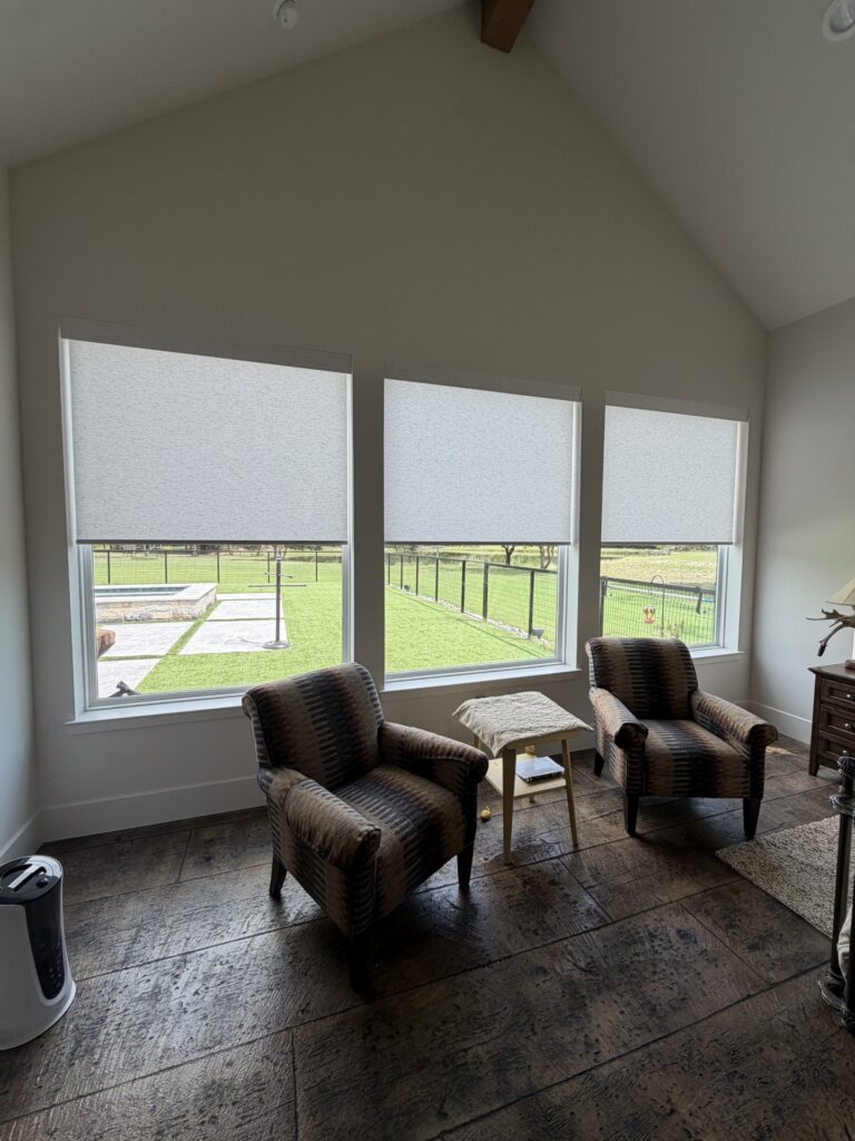 custom roller shades in a home in lavon texas