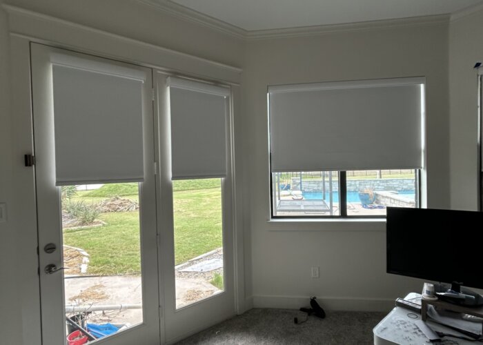 custom roller shades in a home office in rockwall texas